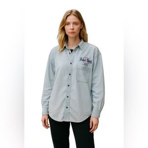 VINTAGE HARD ROCK CAFE PUERTO VALLARTA EMBROIDERED CHAMBRAY BUTTON DOWN Size M